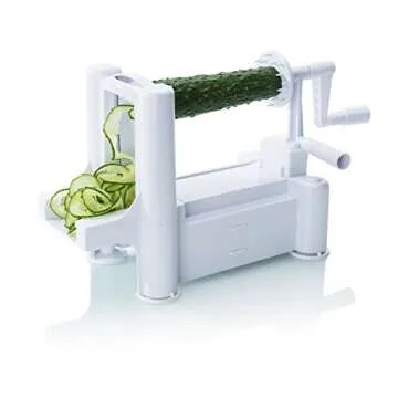 GREEN APRON 3 Blade Spiralizer Vegetable Slicer - Premium Quality Heavy Duty Vegetable Spiralizer - Zoodle Maker - BPA FREE Veggie Pasta Spaghetti Maker - Premier Home & Kitchen Accessories