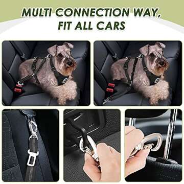 SlowTon Dog Seat Belt Harness for Car, Dog Car Harness Adjustable Mesh Breathable & Dog Seatbelt Saf...