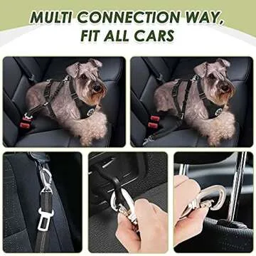 SlowTon Dog Seat Belt Harness for Car, Dog Car Harness Adjustable Mesh Breathable & Dog Seatbelt Saf...