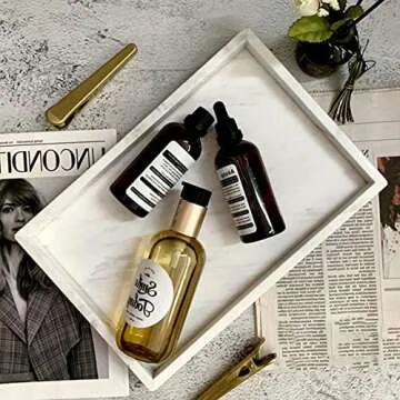 StonePlus Natural Marble Storage Vanity Tray, Cosmetics Jewelery Tray, Kitchen Organizer, Coffee Table Tray (Volakas White, Glossy Surface, 11.8L x 7.87W x 1.18H)