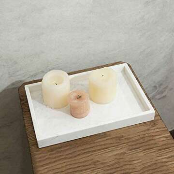 StonePlus Natural Marble Storage Vanity Tray, Cosmetics Jewelery Tray, Kitchen Organizer, Coffee Table Tray (Volakas White, Glossy Surface, 11.8L x 7.87W x 1.18H)