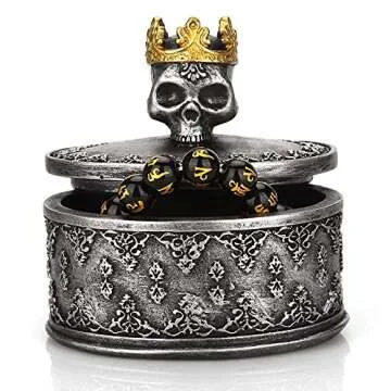 TBWHL Skeleton Head Jewelry Box Jewelry Holder Organizer Halloween Decorations Home Skull Decor Black