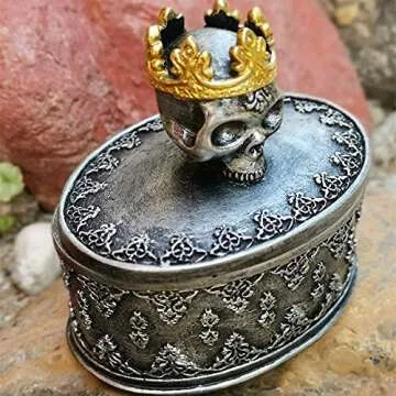 TBWHL Skeleton Head Jewelry Box Jewelry Holder Organizer Halloween Decorations Home Skull Decor Black