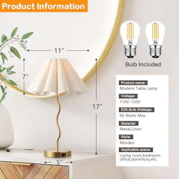 EOEYYOYB Pleated Table Lamp, Stylish and Elegant Table Lighting