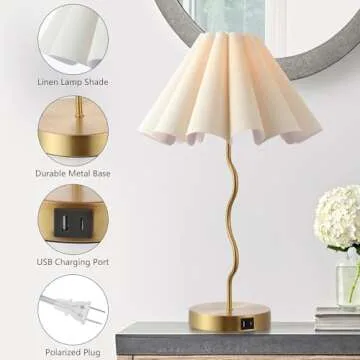 Elegant EOEYYOYB Pleated Table Lamp for Home Decor