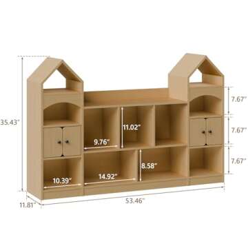 Vabches Castle Shape Children's Bookshelf, Kids Bookcase Display Case Kids Toy Storage Organizer Mul...