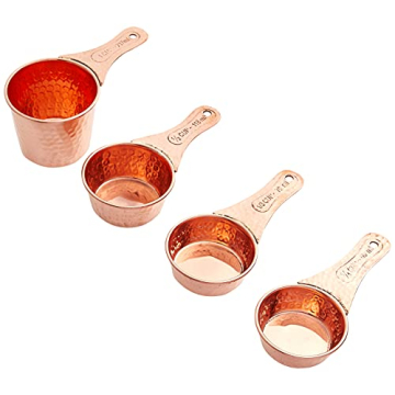 Quality Solid Copper Measuring Cups and Spoons Set for Kitchen
