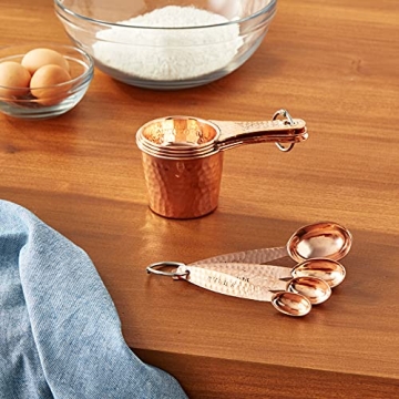 Quality Solid Copper Measuring Cups and Spoons Set for Kitchen