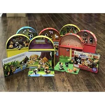 Phidal Adorable Pups My Mini Busy Books - Activity Books for kids, 10-page storybook, 4 figurines, a foldable play mat