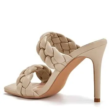 Ricristy Women's Stylish Square Toe Heeled Sandals