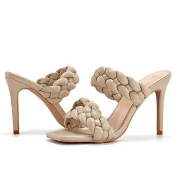 Ricristy Women's Stylish Square Toe Heeled Sandals