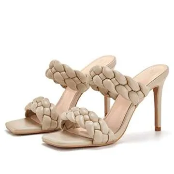 Ricristy Women's Stylish Square Toe Heeled Sandals