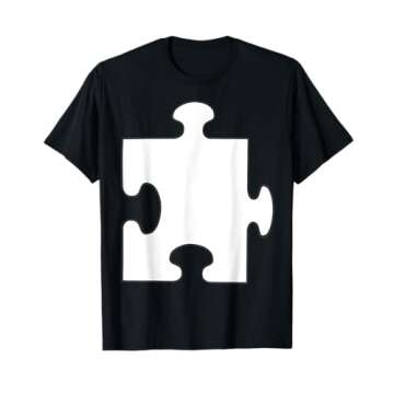 Halloween Couple Group Costumes - White Puzzle Piece Costume T-Shirt