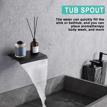 RTOBWEYE 8 Inch Shower Faucet Set, Rainfall Shower System with High Pressure Handheld Shower Head, Bathroom Mixer Shower Set Wall Mounted Rough-in Valve and Trim Kit, with Tub Spout