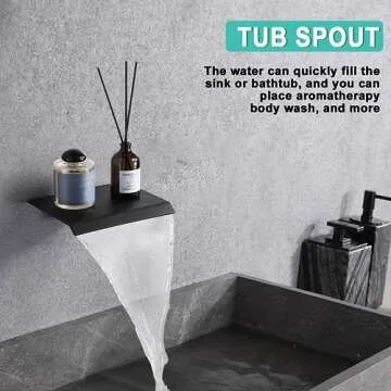 RTOBWEYE 8 Inch Shower Faucet Set, Rainfall Shower System with High Pressure Handheld Shower Head, Bathroom Mixer Shower Set Wall Mounted Rough-in Valve and Trim Kit, with Tub Spout