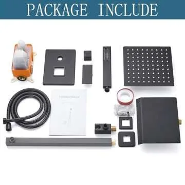 RTOBWEYE 8 Inch Shower Faucet Set, Rainfall Shower System with High Pressure Handheld Shower Head, Bathroom Mixer Shower Set Wall Mounted Rough-in Valve and Trim Kit, with Tub Spout