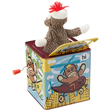 Sock Monkey Jack in the Box Toy for Kids 18+ Months