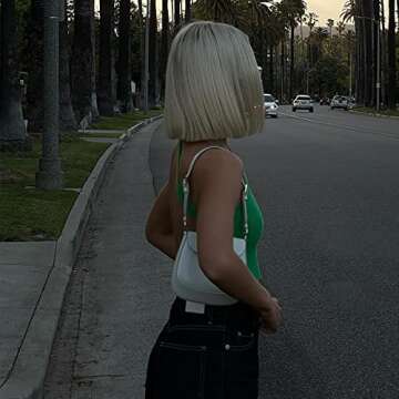 Meladyan Women One Shoulder Knitted Crop Tank Top Sexy Sleeveless Backless Slim Fit Cropped Vest Cami Clubwear Green,Small