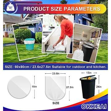 OKKEAI 8 Gallon Trash Bags - Strong & Biodegradable Waste Liners