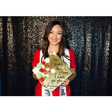 QueenDream Black Sequin Backdrop - Elegant Sparkle for Events