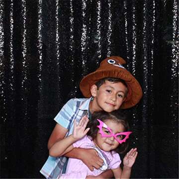QueenDream Black Sequin Backdrop - Elegant Sparkle for Events