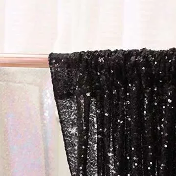 QueenDream Black Sequin Backdrop - Elegant Sparkle for Events