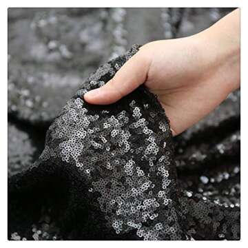 QueenDream Black Sequin Backdrop - Elegant Sparkle for Events