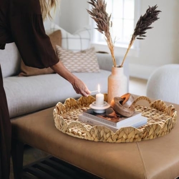 Gurfuy Oversized Round Ottoman Table Tray 19.7"