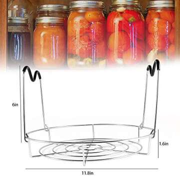 Picowe 11.7inch Canning Rack, Stainless Steel Steamer Canning Jar Rack with Silicone Handle, Canner Rack Canning Supplies Kit for Regular Wide Mouth Mason Jars Ball Jars(2 Pack)