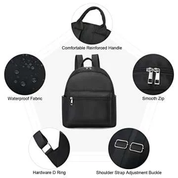 LOVEVOOK Mini Backpack for Women Purse Fashion Small Black Backpack Daypack for Dating Gift for Her Waterproof