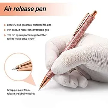 2 Pcs Glitter Vinyl Weeding Tool Weeding Pen, Fine Point Pin Pen Weeding Tool for Vinyl, Air Release Pen for Easy Craft Vinyl Projects