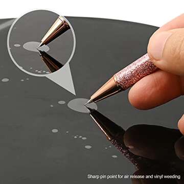 2 Pcs Glitter Vinyl Weeding Tool Weeding Pen, Fine Point Pin Pen Weeding Tool for Vinyl, Air Release Pen for Easy Craft Vinyl Projects