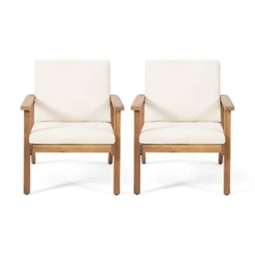 Christopher Knight Home Carlos Outdoor Acacia Wood Club Chairs with Cushions (Set of 2), Brown Patin...