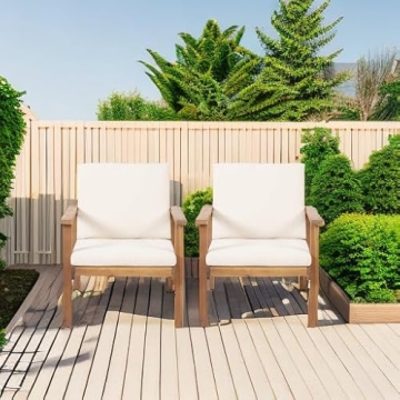 Stylish Acacia Wood Outdoor Club Chairs Set of 2