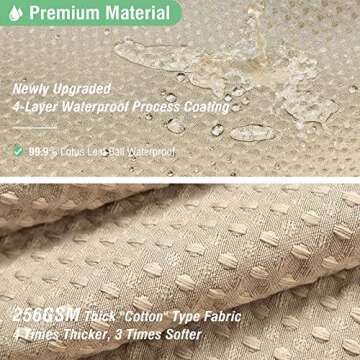 Dynamene Extra Long Shower Curtain,96 Inch Long Waffle Weave Heavy Duty Thick Fabric Bathroom Shower Curtain, Neutral Weighted Hotel Bath Curtain Set with 12 Plastic Hooks,72x96,Beige/Khaki