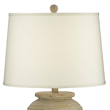 John Timberland Austin Country Cottage Southwest Style Jug-Shaped Table Lamp 28" Tall Sand Tone Desert Ridged Cream Linen Drum Shade for Living Room Bedroom House Bedside Nightstand Home Office