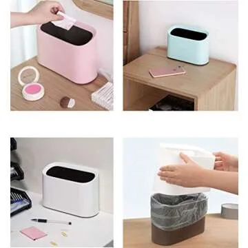 Original Mini Trash Can, Small Waste Garbage Basket Bin for Desk Office Kitchen, Makeup Holder for Bedroom Bathroom, 100 Plastic Bags (White-Value)