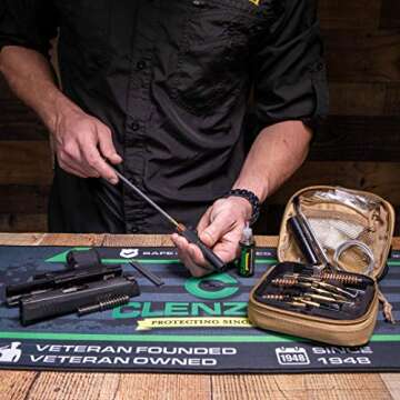 Clenzoil Field & Range Tactical Gun Cleaning Kit | Tan | All-in-One Rifle & Pistol Cleaning Kit | Includes Field & Range CLP, Bore Brushes, Patches, Rod, Cable, Handle, Brush, Tools & More!
