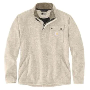 Carhartt Men's Relaxed Fit Midweight Quarter-Zip Pocket Sweater Fleece - Oat Milk