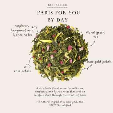 Palais des Thés Paris For You By Day - Exquisite Green Tea with Rose, Raspberry, and Lychee - 20 Co...