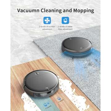 Robot Vacuum and Mop Combo, 2 in 1 Mopping Robot Vacuum Cleaner with Schedule, Wi-Fi/Voice/App, Strong Suction, Ease of Use, Self-Charging Robotic Vacuum, Slim, Ideal for Hard Floor, Pet Hair, Carpet