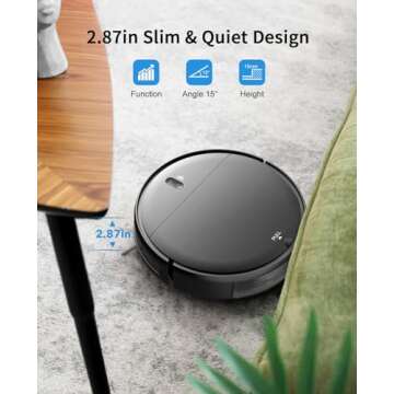 Robot Vacuum and Mop Combo, 2 in 1 Mopping Robot Vacuum Cleaner with Schedule, Wi-Fi/Voice/App, Strong Suction, Ease of Use, Self-Charging Robotic Vacuum, Slim, Ideal for Hard Floor, Pet Hair, Carpet
