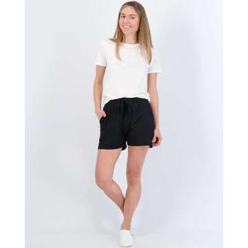 Real Essentials Women's Lounge Wear Short High Waisted Casual Sweat Shorts Pajama Summer Pockets Drawstring Workout Gym Active Athletic Yoga Running Fitness Ladies Sleep, Set 4, M, Pack of 3