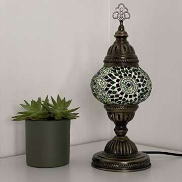 Melidia, Replacement Globes for Turkish Mosaic Lamps, Moroccan Mosaic Table Lamps, Turkish Chandeliers, Mosaic Floor Lamps, Handmade Desk Bedside Table Night Lamp Moon Tiffany Lamp Light (M20)