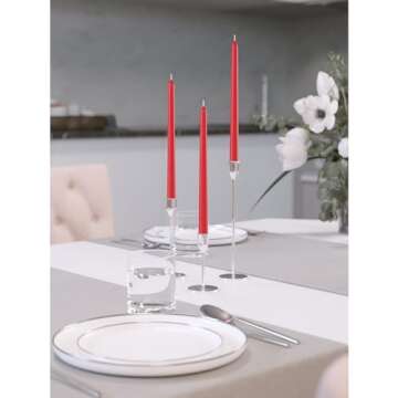 CANDWAX Dripless Taper Candles Set - 10 Inch Red