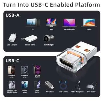 USB to USB C Adapter 5-Pack – Fast Charging & Data Transfer