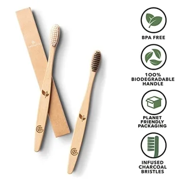 Greenzla Bamboo Toothbrushes 12 Pack Eco-Friendly Dental Care