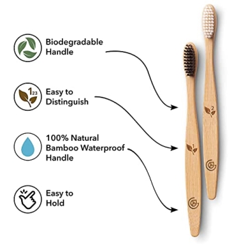 Greenzla Bamboo Toothbrushes 12 Pack Eco-Friendly Dental Care