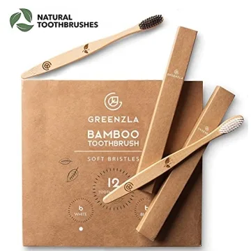 Greenzla Bamboo Toothbrushes 12 Pack Eco-Friendly Dental Care