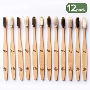 Greenzla Bamboo Toothbrushes 12 Pack Eco-Friendly Dental Care